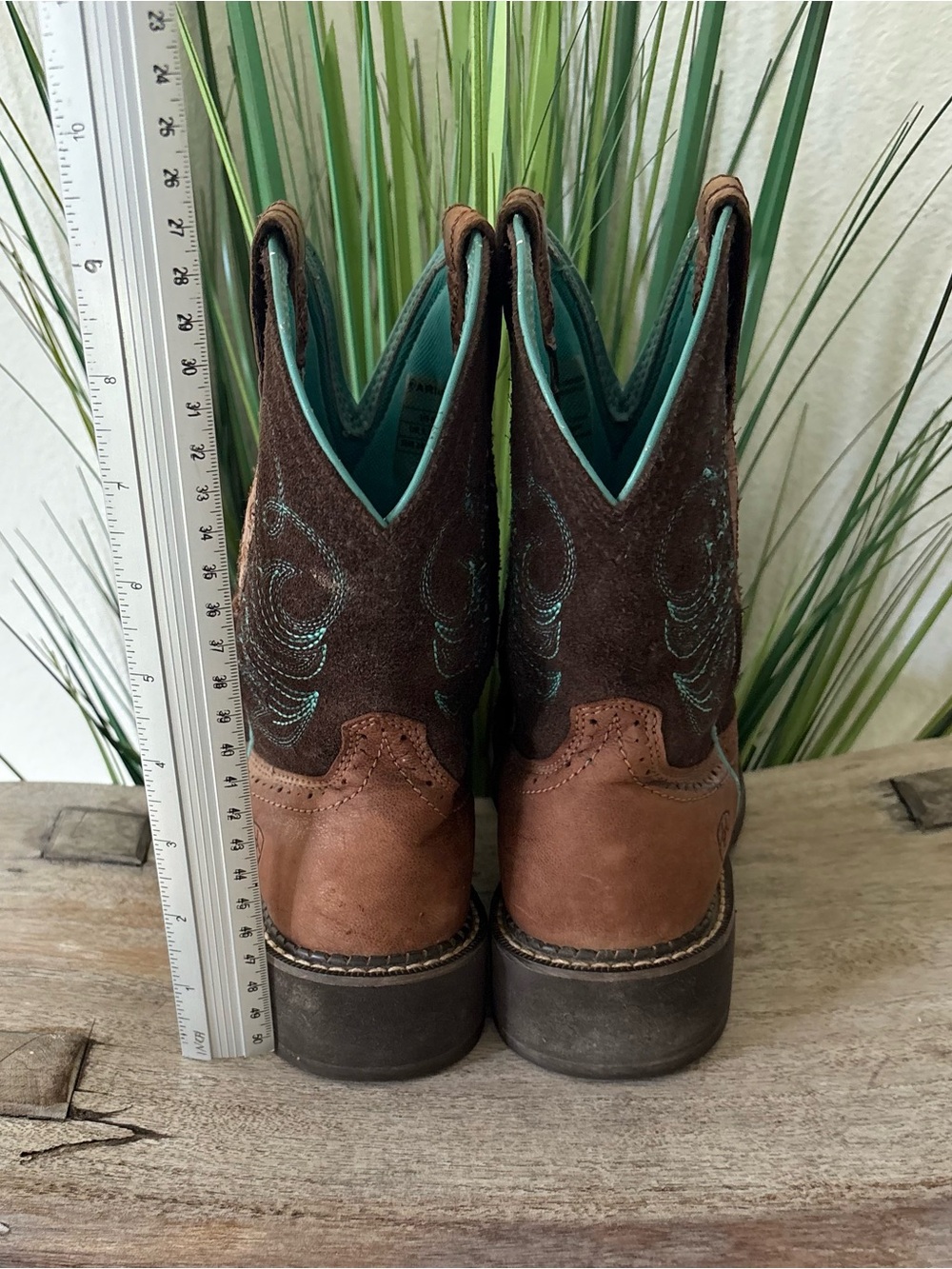 Ariat Fatbaby Cowgirl Brown And Teal Boots - Picture 12 of 12